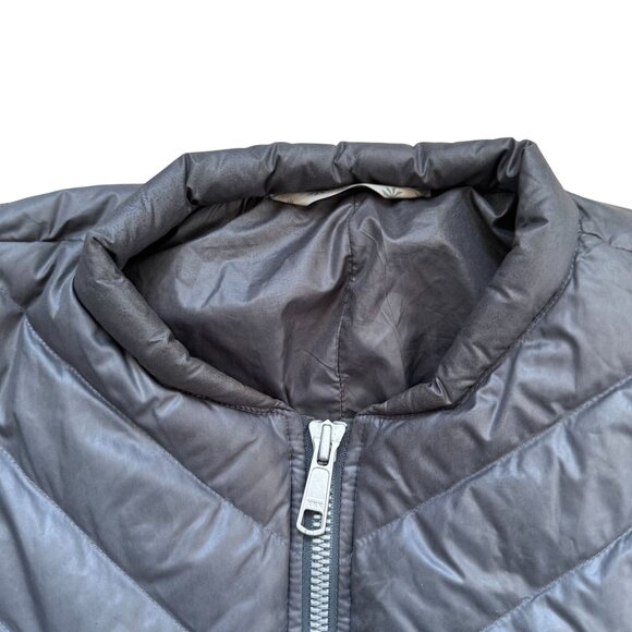 Athleta Quilted Puffer Full Zip Jacket Women Zipper Pockets Long Sleeves Gray - Picture 3 of 7